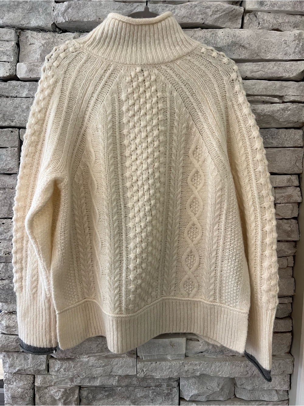 Alex Mill Wool Alpaca Cream Cable Knit Roll Neck Sweater NWT Size M - Picture 5 of 10
